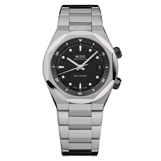 Mido montre Multifort 8 Two Crowns 38,4 x 40mm noir automatique acier M047.507.11.051.00