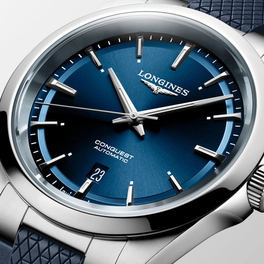 Longines montre Conquest 41mm bleu automatique acier L3.830.4.92.9