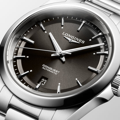 Longines montre Conquest 38mm noire automatique acier L3.720.4.52.6