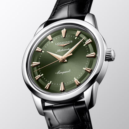 Montre Longines Conquest Heritage 40 mm en acier vert automatique L1.650.4.02.2