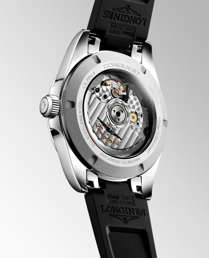 Longines montre Conquest 38mm noir automatique acier L3.720.4.52.9
