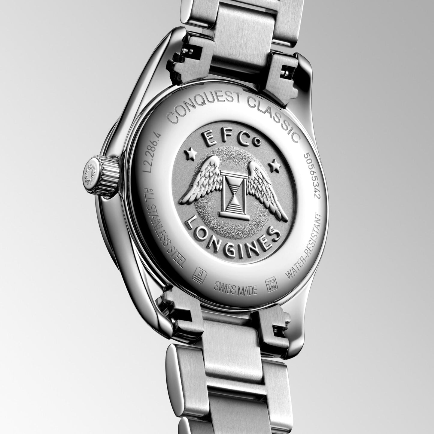 Montre Longines Conquest Classic 29 mm en acier, nacre et diamants, mouvement quartz, L2.286.4.87.6