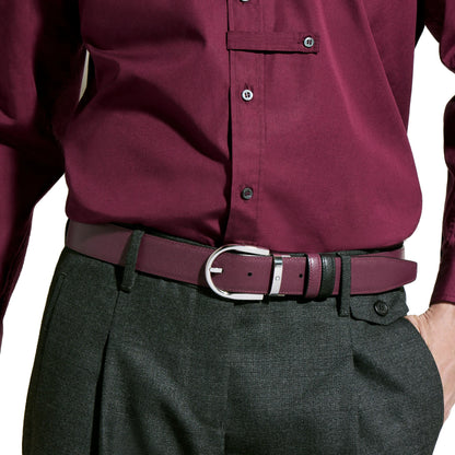 Ceinture réversible Montblanc 35 mm en cuir noir/cassis avec boucle fer à cheval 199638
