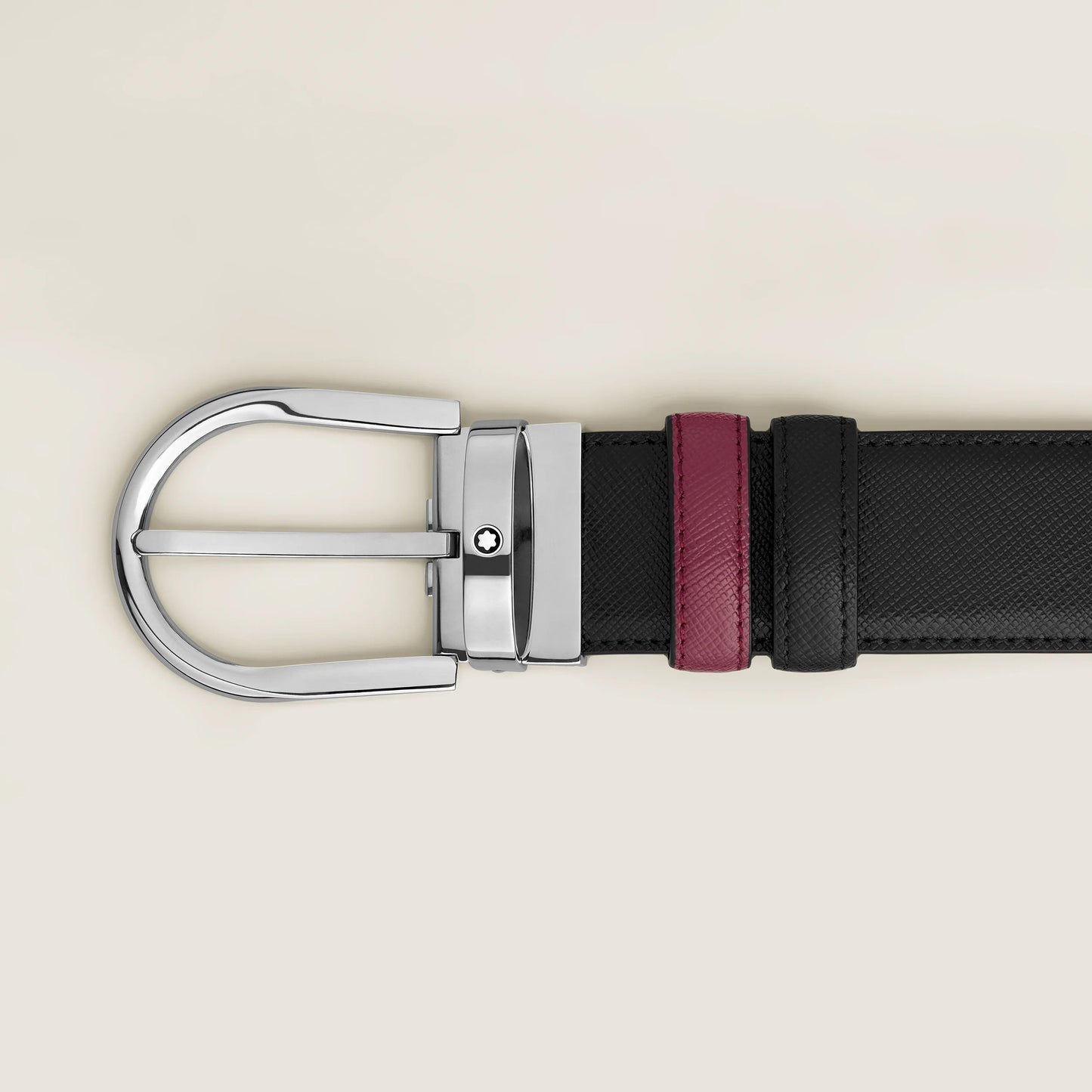 Ceinture réversible Montblanc 35 mm en cuir noir/cassis avec boucle fer à cheval 199638