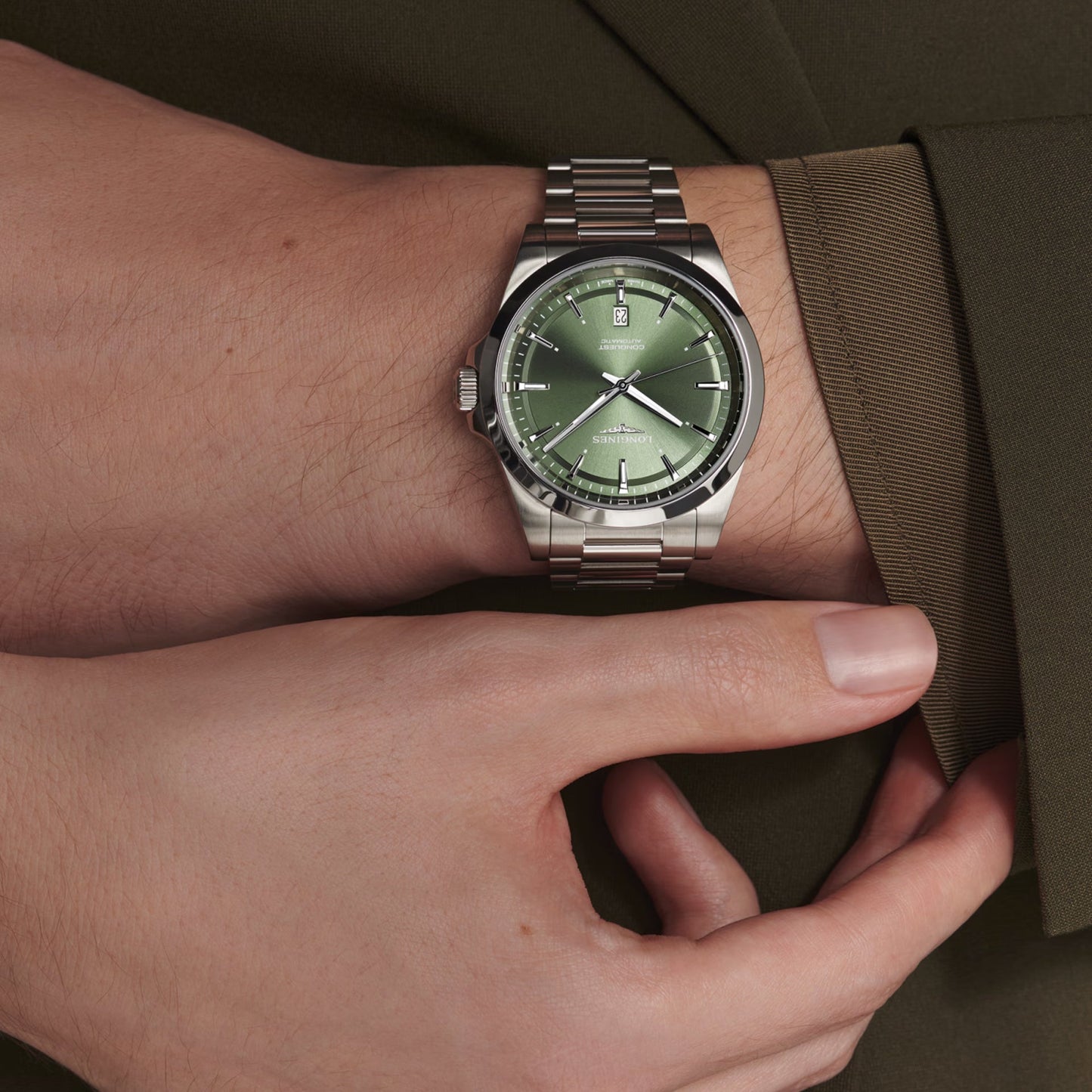Longines montre Conquest 2023 41mm verte acier automatique L3.830.4.02.6