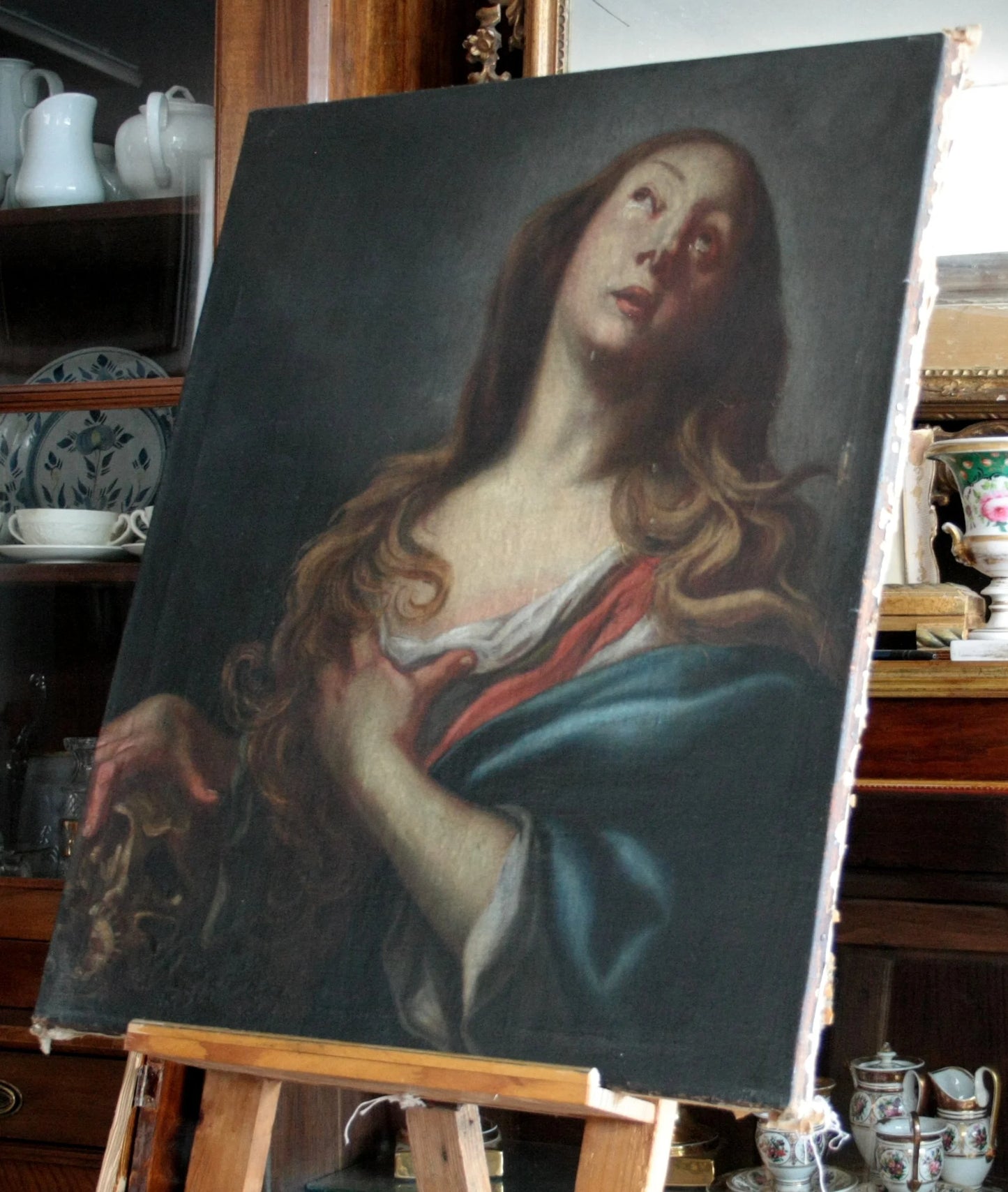 Olio su tela maddalena penitente con teschio circolo andrea vaccaro fine 600 ideale per design casa