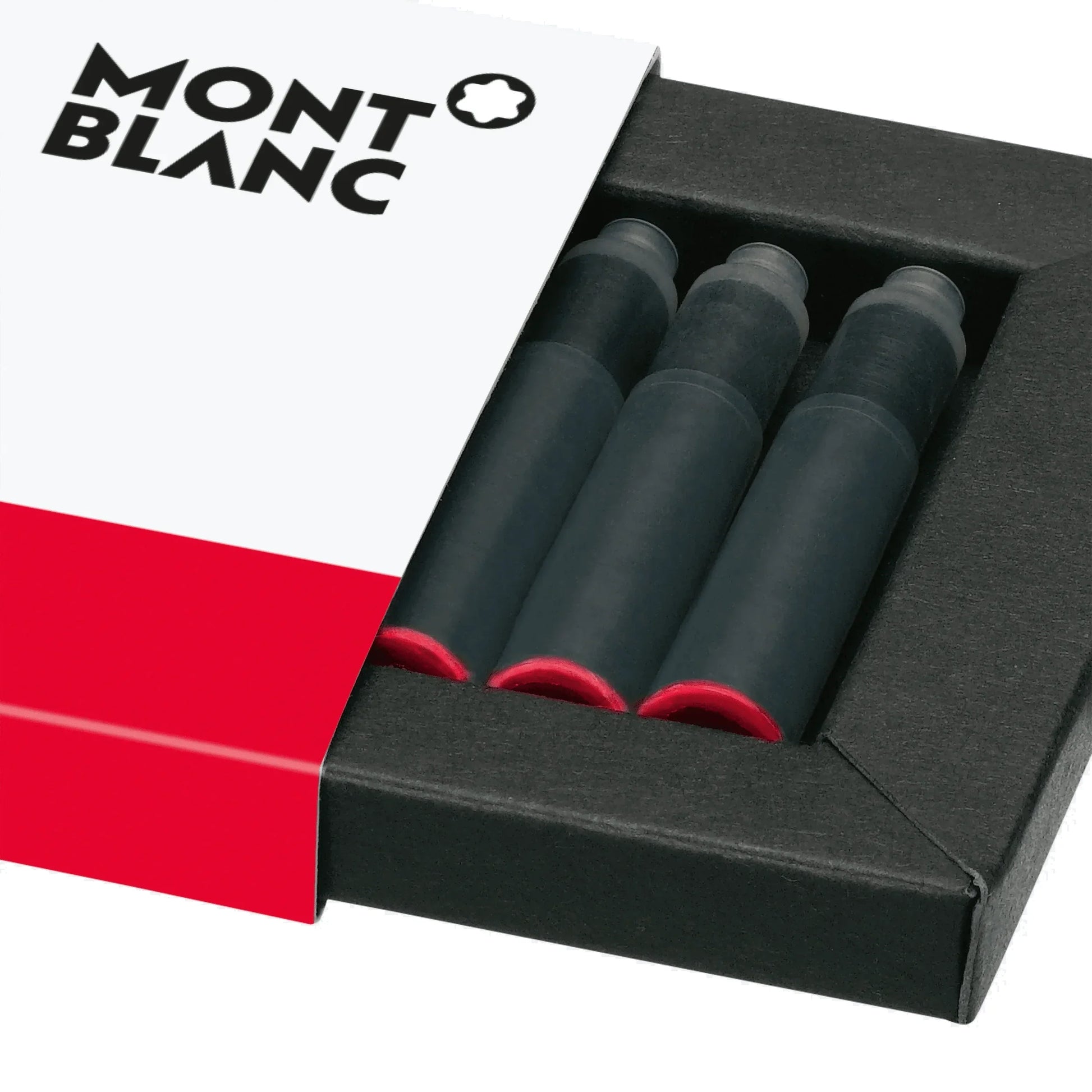 Montblanc inchiostro in cartucce 8 pezzi colore rosso modena con tappi rossi in confezione elegante bianco e nero