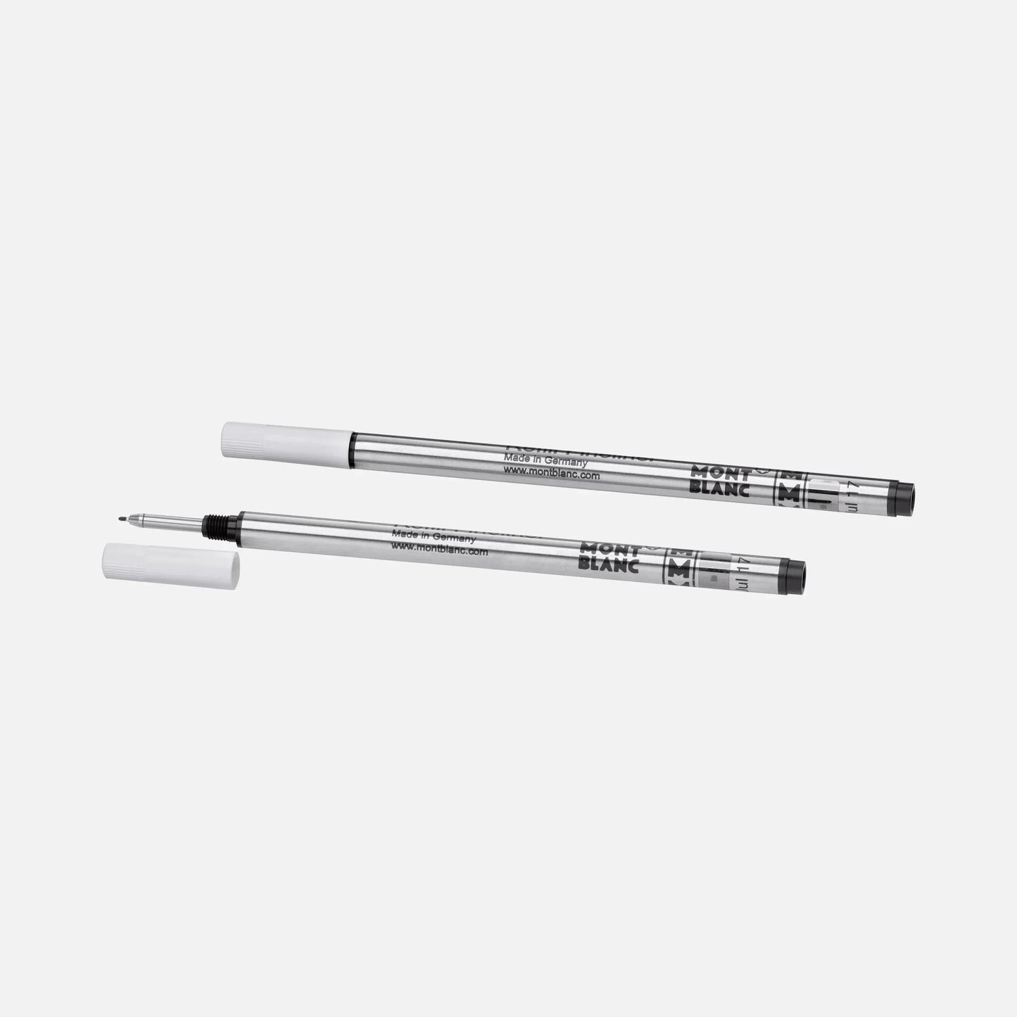 Ricariche per penna a sfera montblanc m 31 silver con cappucci bianchi e punta mystery black nero 128246