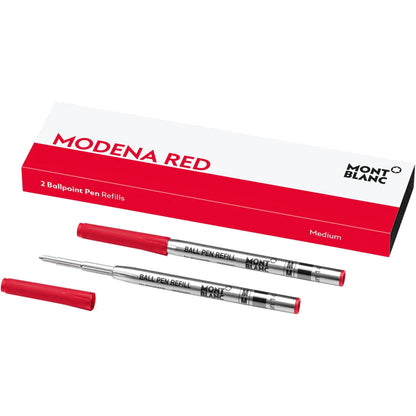 Refill modena rosso per penna a sfera montblanc con punta m rosso e corpo metallico argento