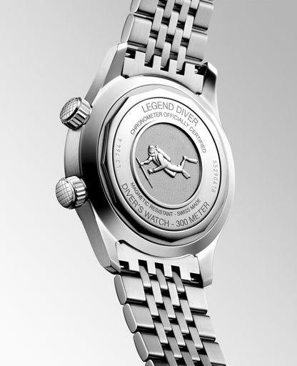 Longines montre Legend Diver 38mm blanc automatique acier L3.764.4.99.6