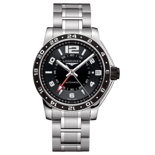 Longines montre Admiral GMT 42mm noire automatique acier L3.668.4.56.6