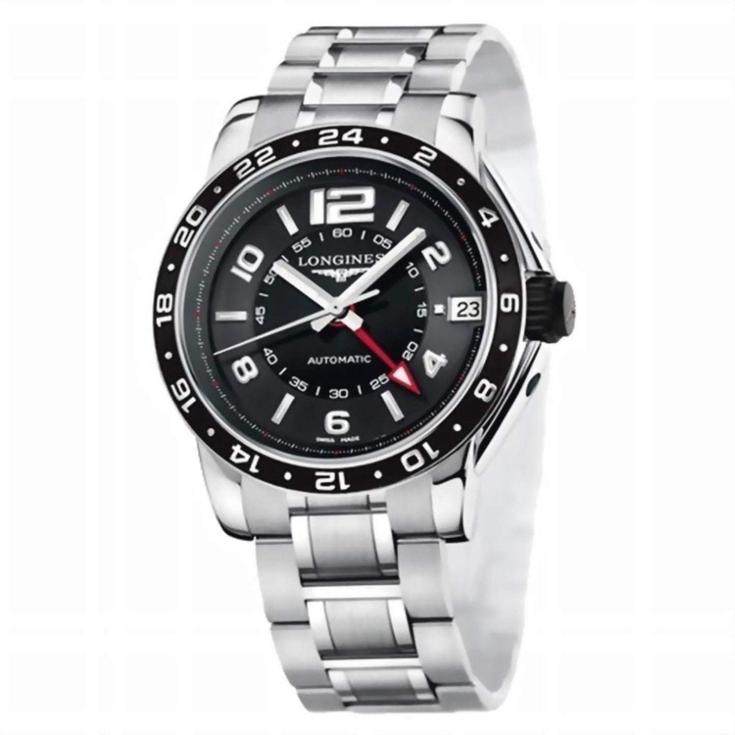 Longines montre Admiral GMT 42mm noire automatique acier L3.668.4.56.6