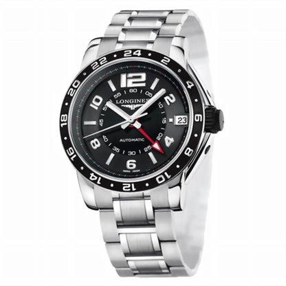 Longines montre Admiral GMT 42mm noire automatique acier L3.668.4.56.6