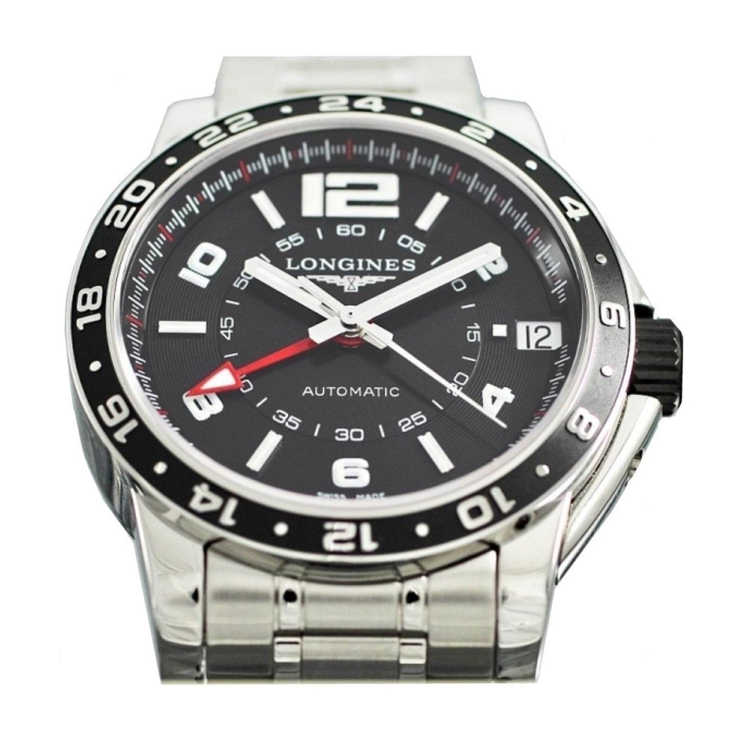 Longines montre Admiral GMT 42mm noire automatique acier L3.668.4.56.6