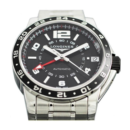 Longines montre Admiral GMT 42mm noire automatique acier L3.668.4.56.6