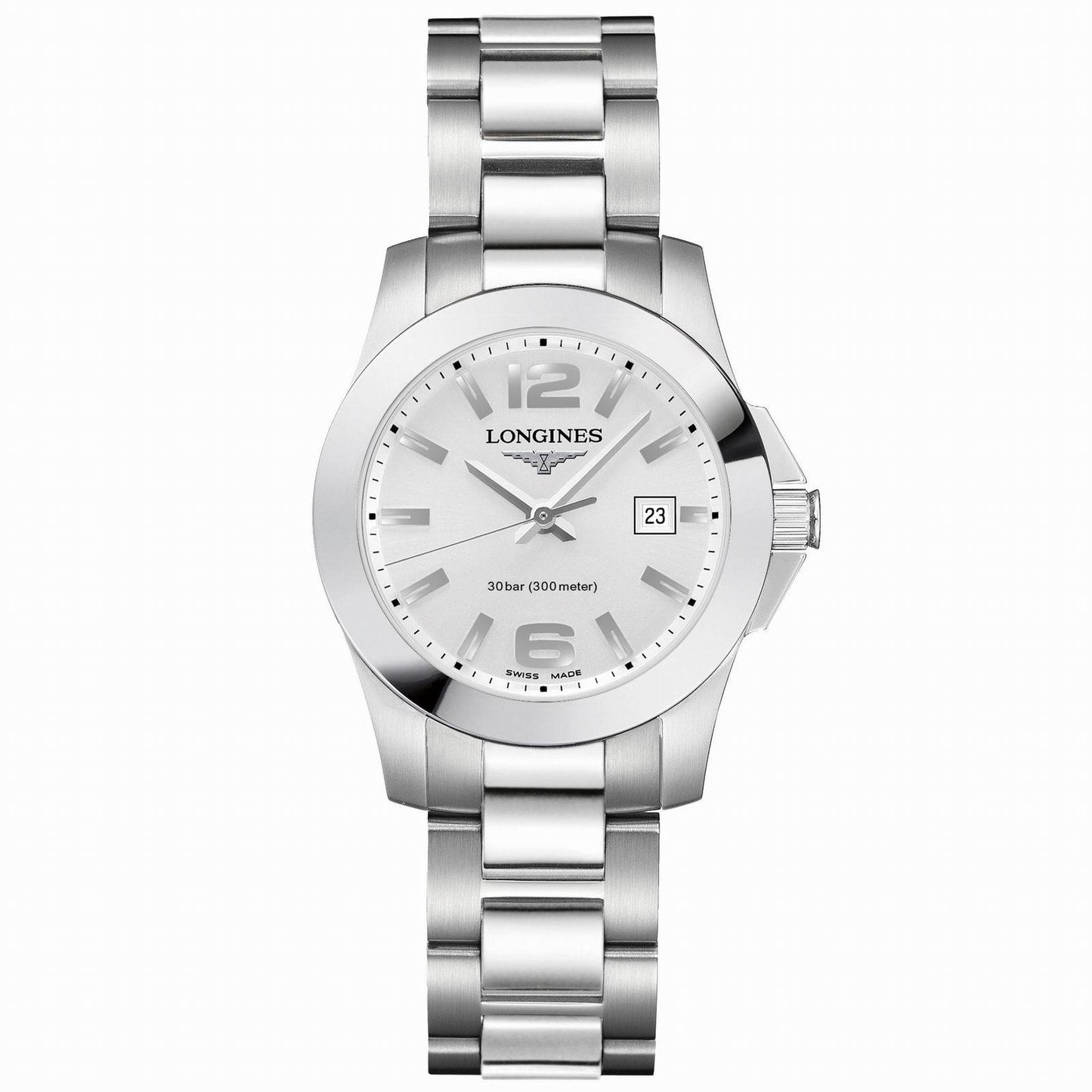 Montre Longines Conquest 29,5 mm en acier argenté à quartz L3.376.4.76.6