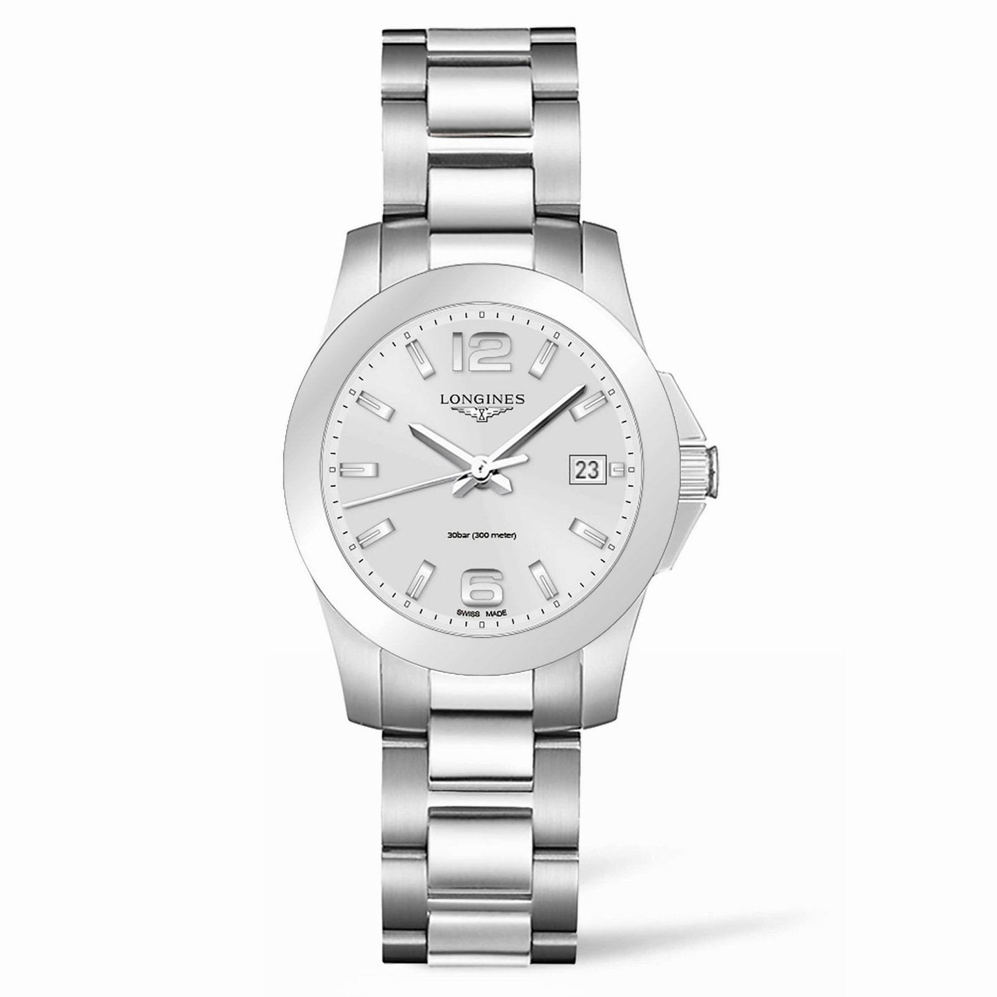 Longines montre Conquest 34mm argent acier quartz L3.377.4.76.6