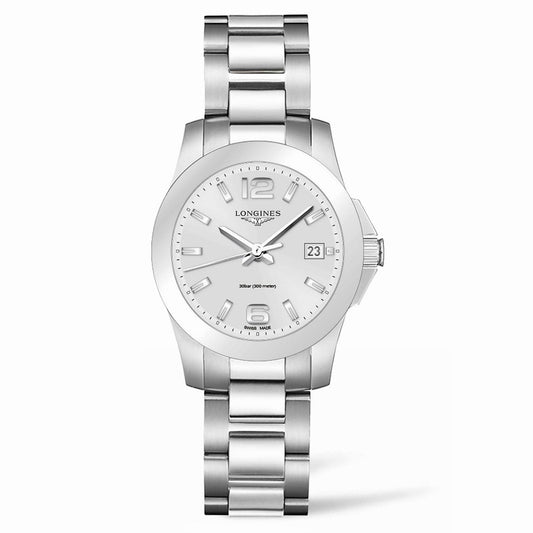 Longines montre Conquest 34mm argent acier quartz L3.377.4.76.6