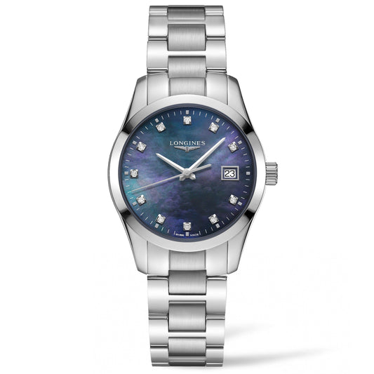 Longines orologio Conquest Classic 34mm madreperla nera acciaio quarzo L2.386.4.88.6