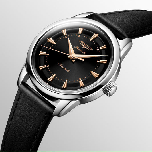 Montre Longines Conquest Heritage 38mm noir automatique acier L1.649.4.52.2
