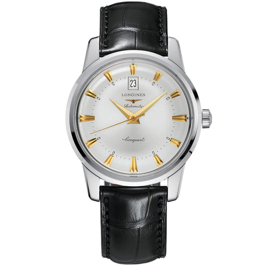 Longines montre Conquest Heritage 40mm argent automatique acier L1.645.4.75.4