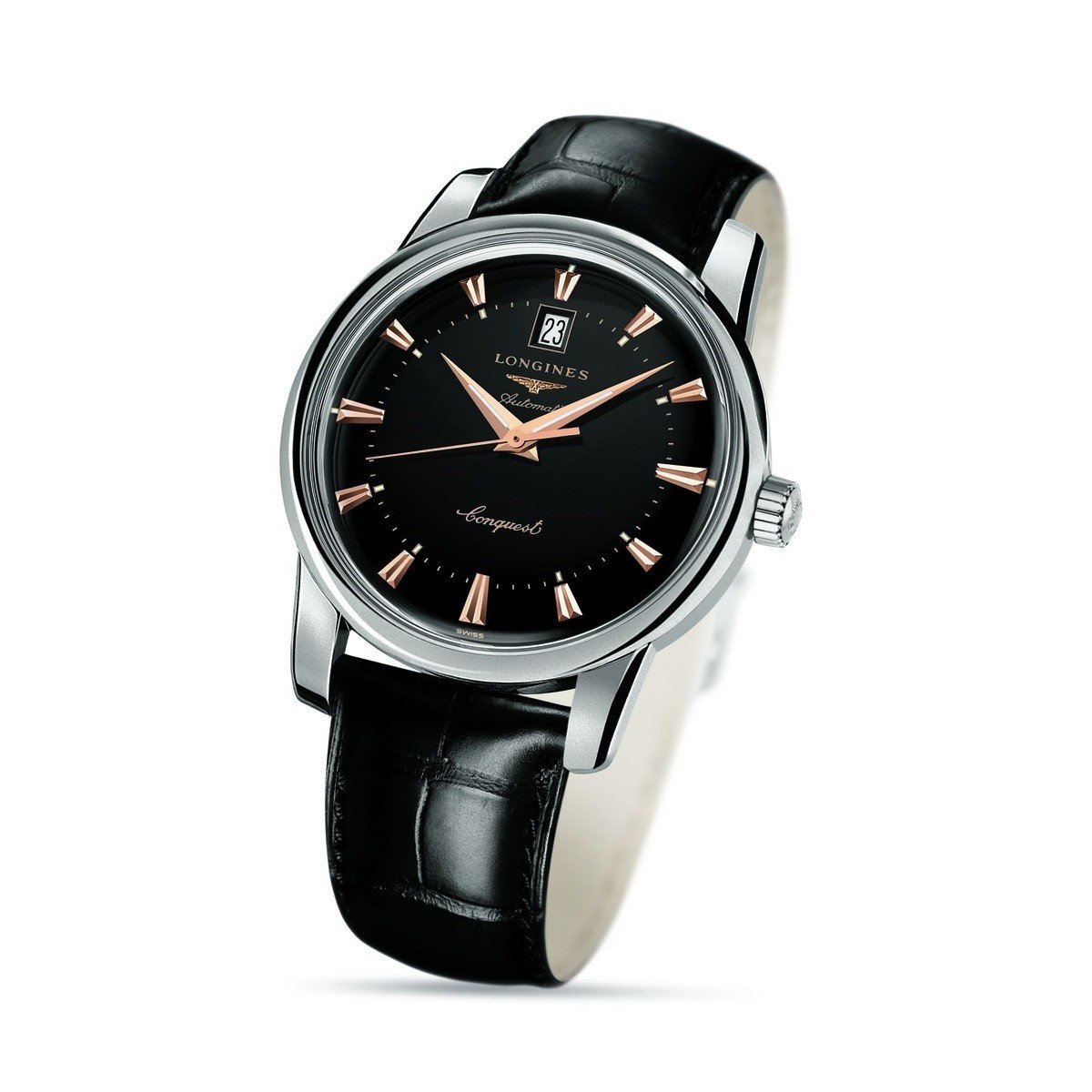 Montre Longines Conquest Heritage 40mm noire automatique acier L1.645.4.52.4