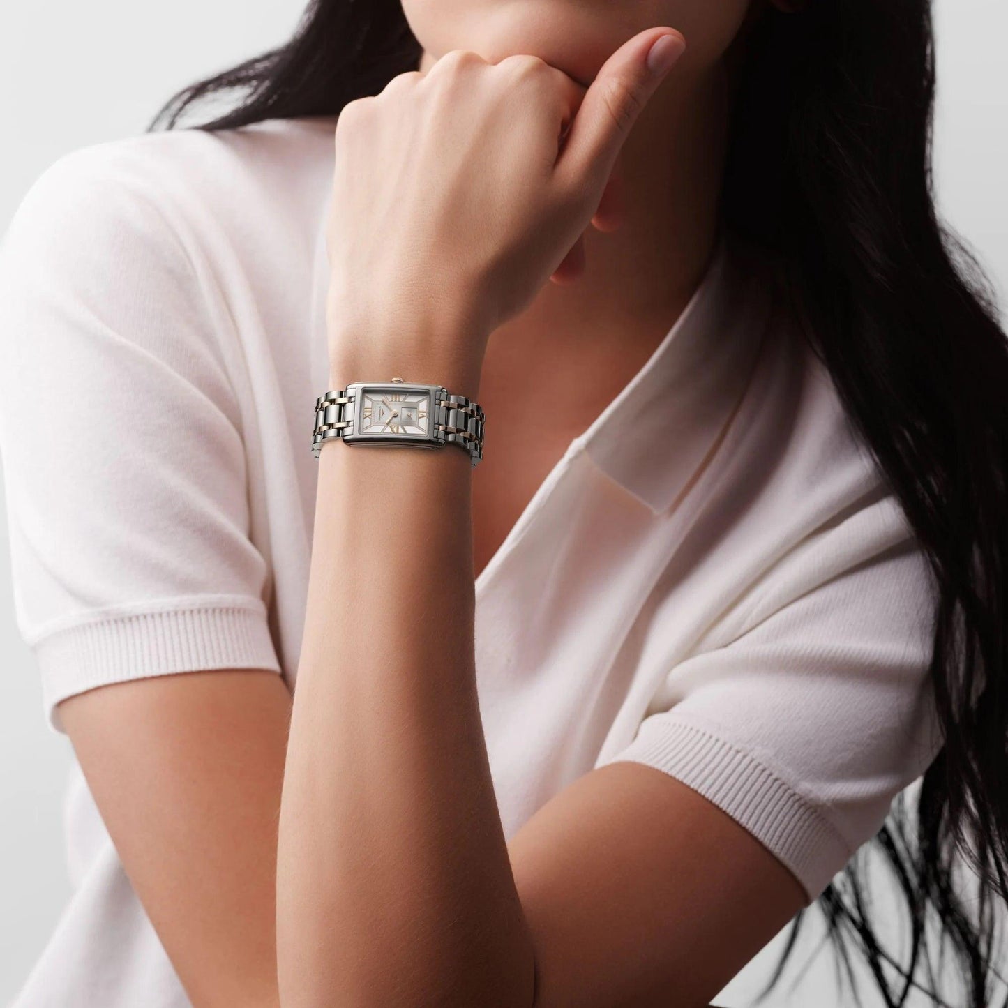 Montre Longines DolceVita 20,8x32mm blanc quartz acier L5.255.5.75.7