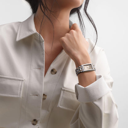 Montre Longines DolceVita 23,30 x 37,00 mm, quartz blanc, acier et or rose 18 carats, L5.512.5.75.7
