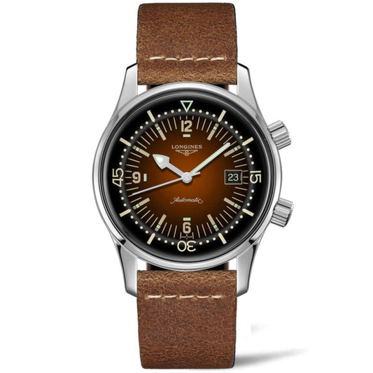 Longines montre Heritage Legend Diver Tropical Watch 42mm marron automatique acier L3.774.4.60.2