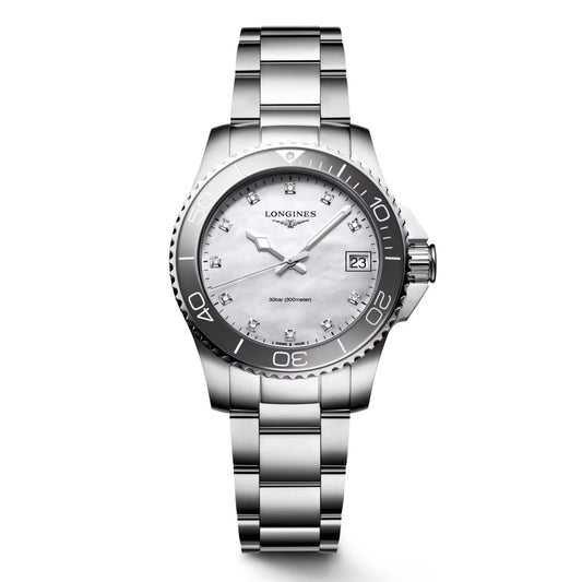 Longines montre Hydroconquest 32mm nacre diamants quartz acier