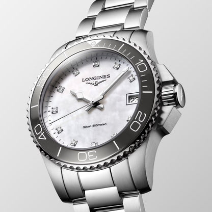 Longines montre Hydroconquest 32mm nacre diamants quartz acier