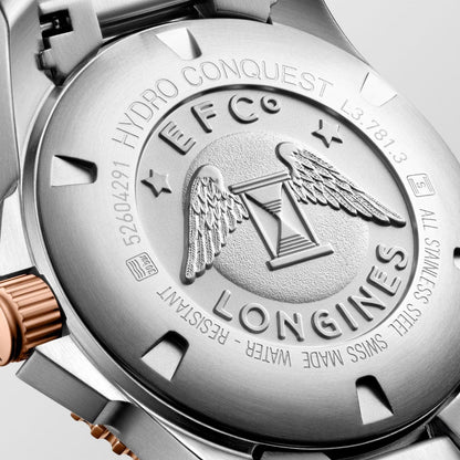 Longines montre HydroConquest 41mm gris automatique acier finitions PVD or rose L3.781.3.78.7