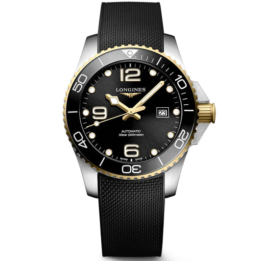 Longines montre HydroConquest 43mm noir automatique acier finition PVD or jaune L3.782.3.56.9