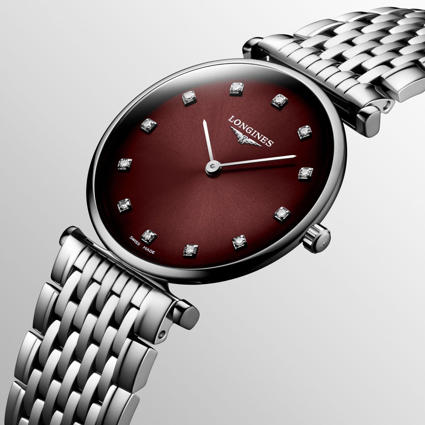 Montre Longines La Grande Classique 29 mm en acier à quartz bordeaux L4.512.4.91.6