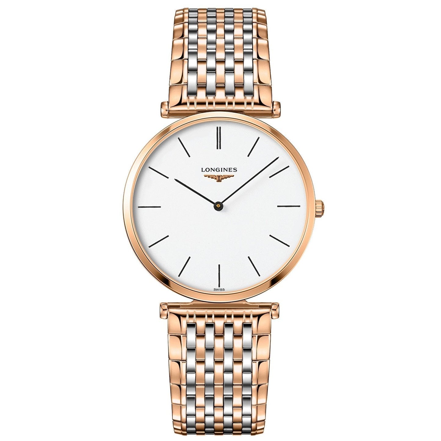 Longines montre La Grande Classique de Longines 36mm blanc quartz acier finition PVD or rose L4.755.1.92.7