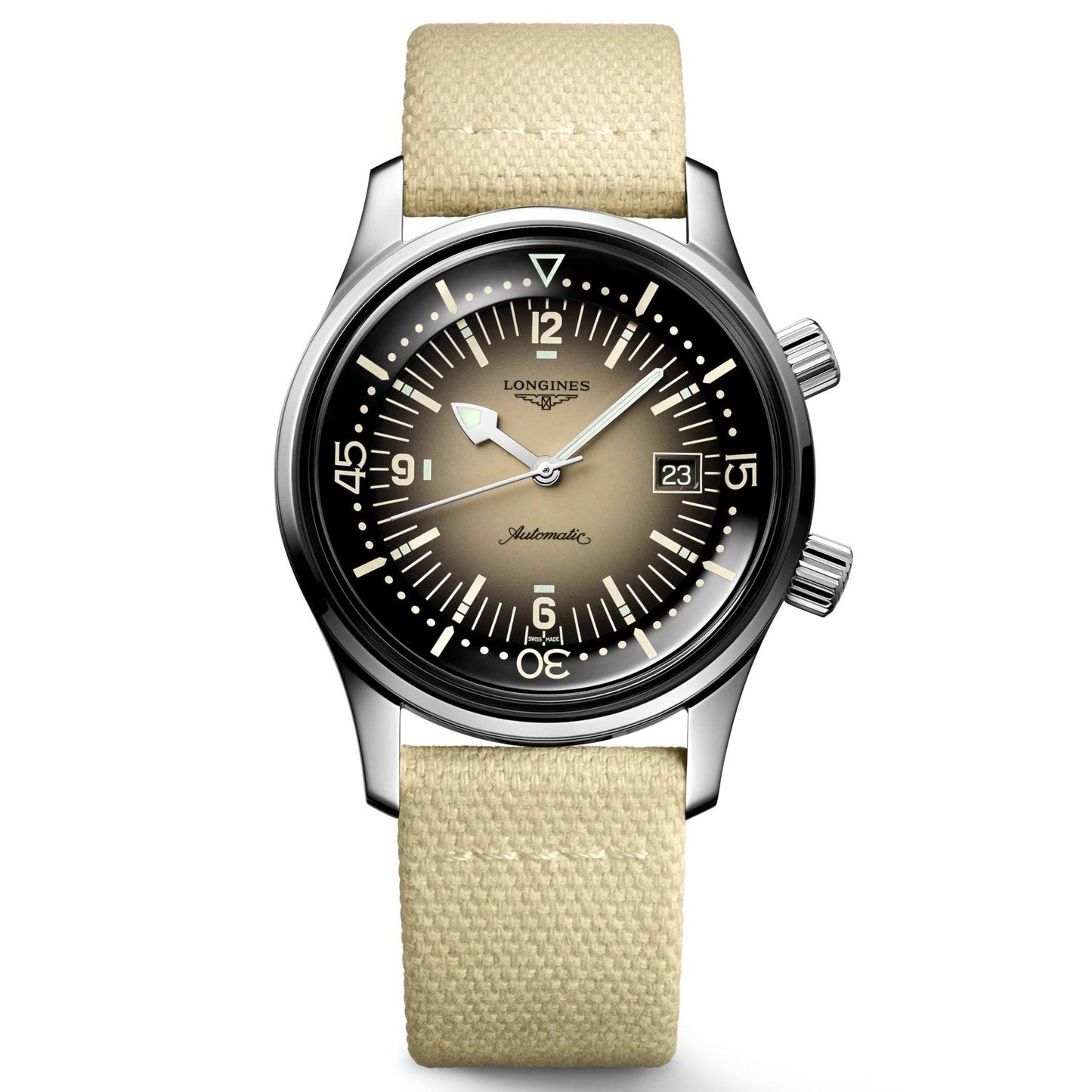 Longines montre Legend Diver 42mm beige automatique acier L3.774.4.30.2