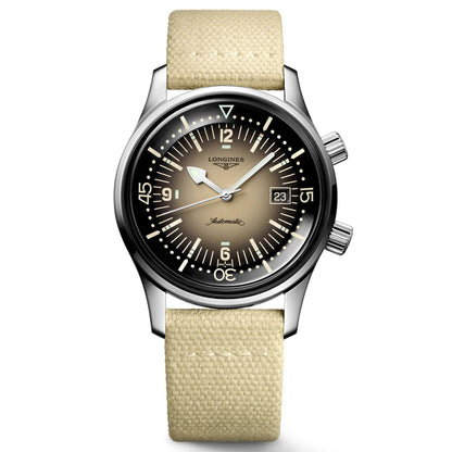 Longines montre Legend Diver 42mm beige automatique acier L3.774.4.30.2