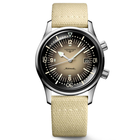 Longines montre Legend Diver 42mm beige automatique acier L3.774.4.30.2