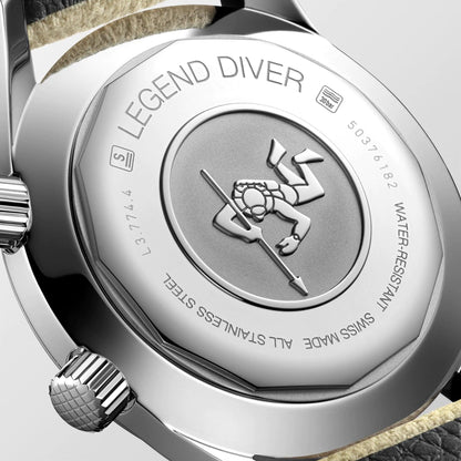 Longines montre Legend Diver 42mm beige automatique acier L3.774.4.30.2