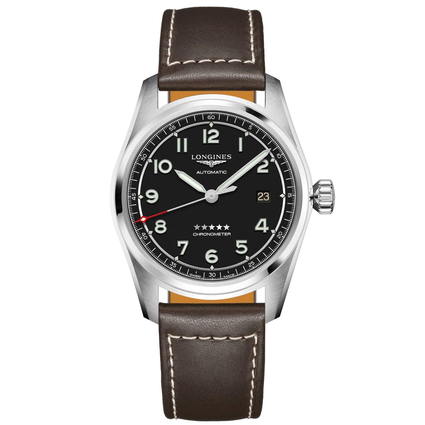Longines montre Longines Spirit 40mm noir automatique acier L3.810.4.53.0