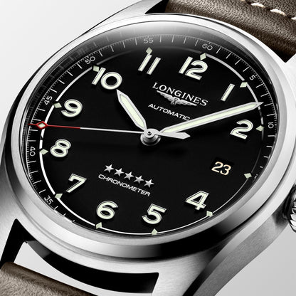 Longines montre Longines Spirit 40mm noir automatique acier L3.810.4.53.0