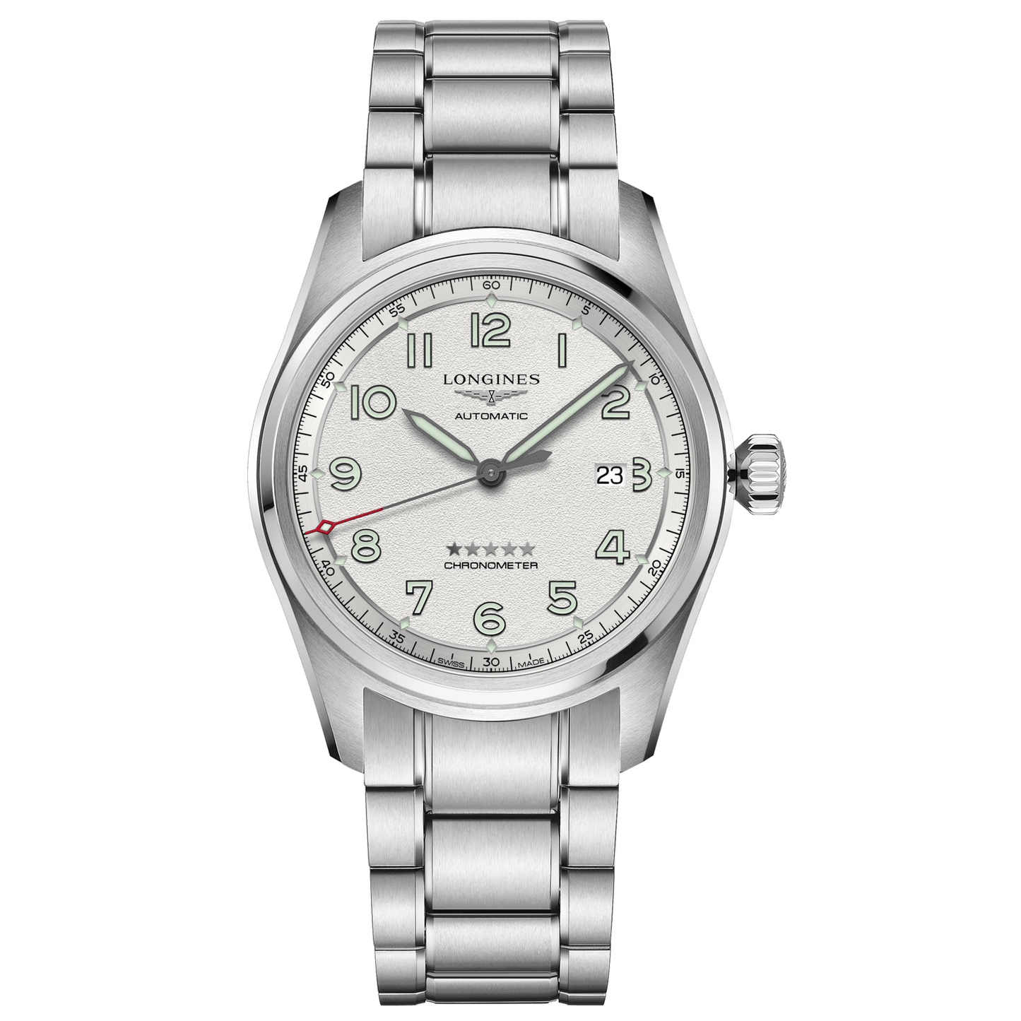 Montre Longines Longines Spirit 42mm argent automatique acier L3.811.4.73.6