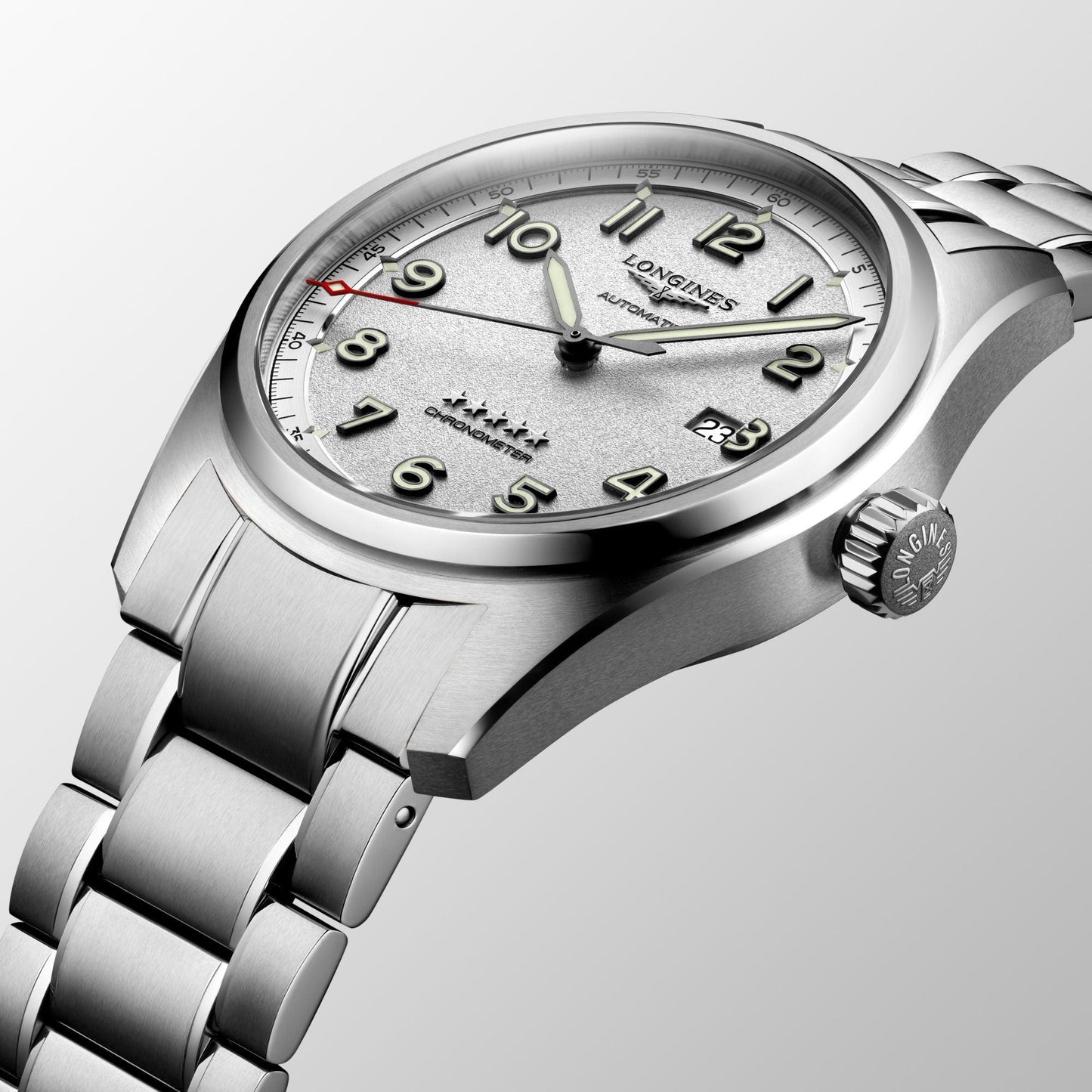 Montre Longines Longines Spirit 42mm argent automatique acier L3.811.4.73.6