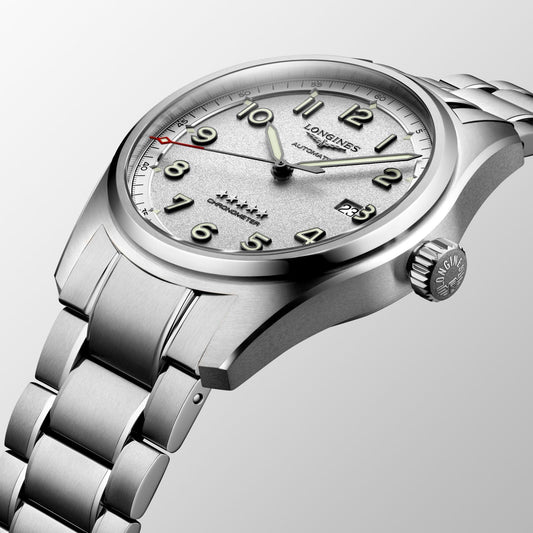 Montre Longines Longines Spirit 42mm argent automatique acier L3.811.4.73.6