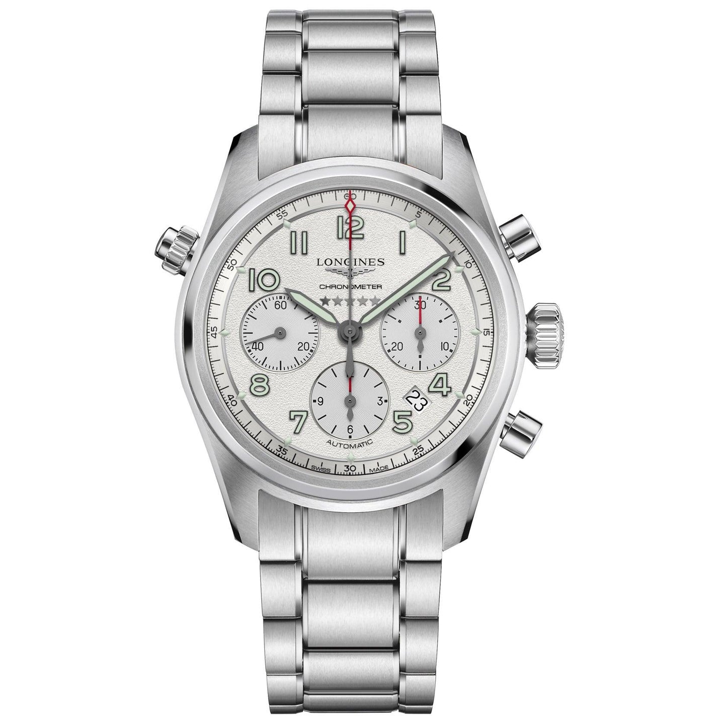 Longines montre Longines Spirit 42mm argent automatique acier L3.820.4.73.6