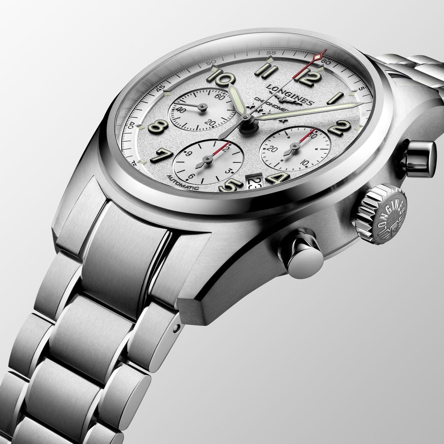 Longines montre Longines Spirit 42mm argent automatique acier L3.820.4.73.6
