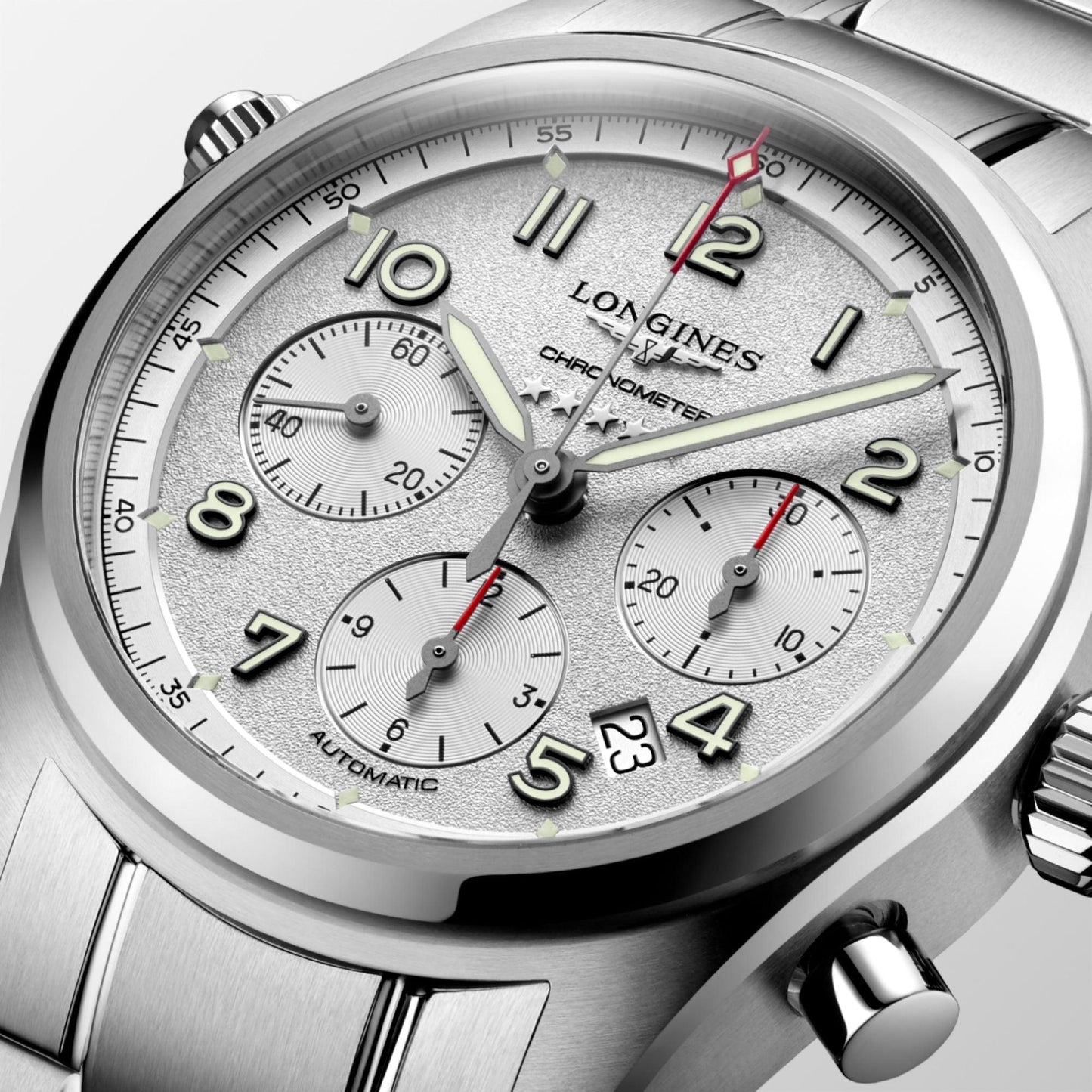 Longines montre Longines Spirit 42mm argent automatique acier L3.820.4.73.6