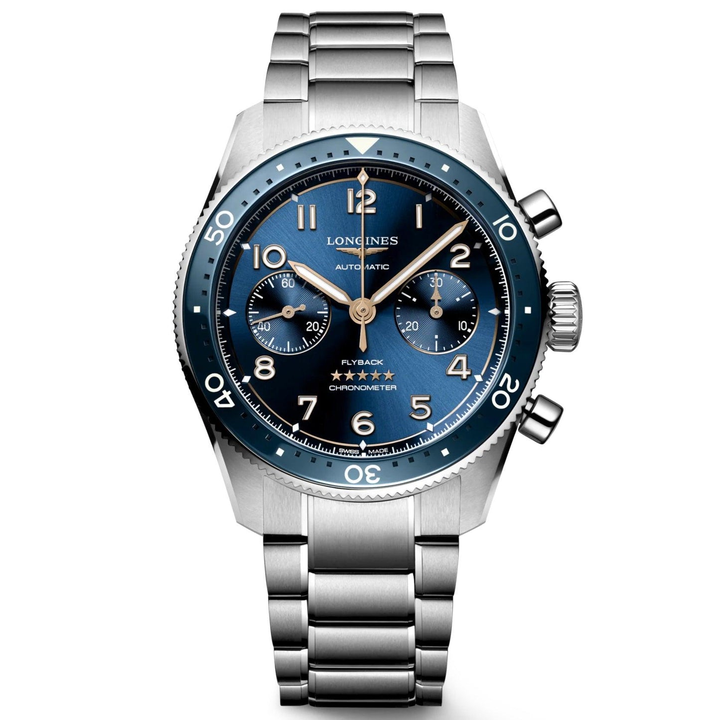 Longines montre Longines Spirit Flyback 42mm bleu automatique acier L3.821.4.93.6
