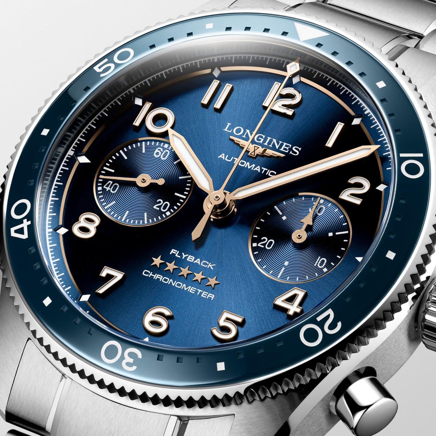 Longines montre Longines Spirit Flyback 42mm bleu automatique acier L3.821.4.93.6