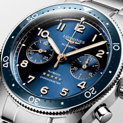 Longines montre Longines Spirit Flyback 42mm bleu automatique acier L3.821.4.93.6